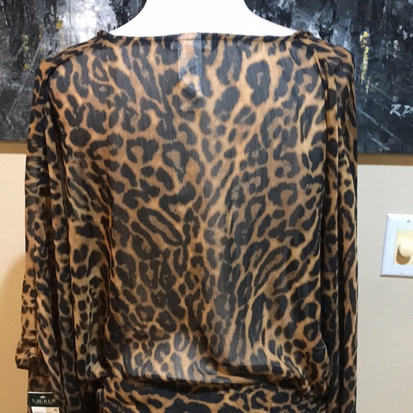 NWT Ralph Lauren Swimsuit Cover-Up Tunic Leopard Print with Tie Waist-Size S/M - Picture 11 of 12